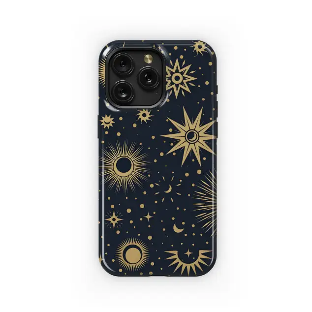 Golden Sun Moon Stars Phone Case iPhone Samsung Cover Pixel 3970