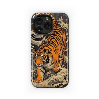 Golden Tiger Wave Art
 Phone Case iPhone Samsung Cover Pixel 5563 - Image 1