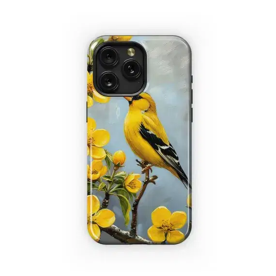 Goldfinch and Yellow Flower Painting Phone Case iPhone Samsung Cover Pixel 5359 - Image 1