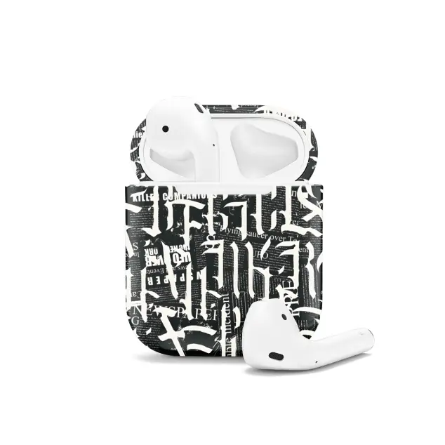 Gothic Letters Monochrome Scratched AirPods Case AirPods Pro AirPods Pro 2 AirPods 3 AirPods 2 Glossy 1285