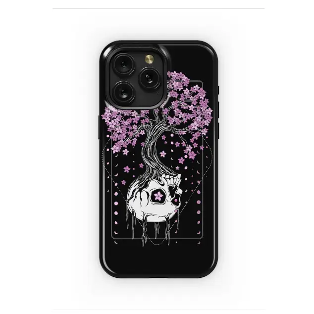 Gothic Sakura Skull Lunar Bloom Phone Case iPhone Samsung Cover Pixel 7661