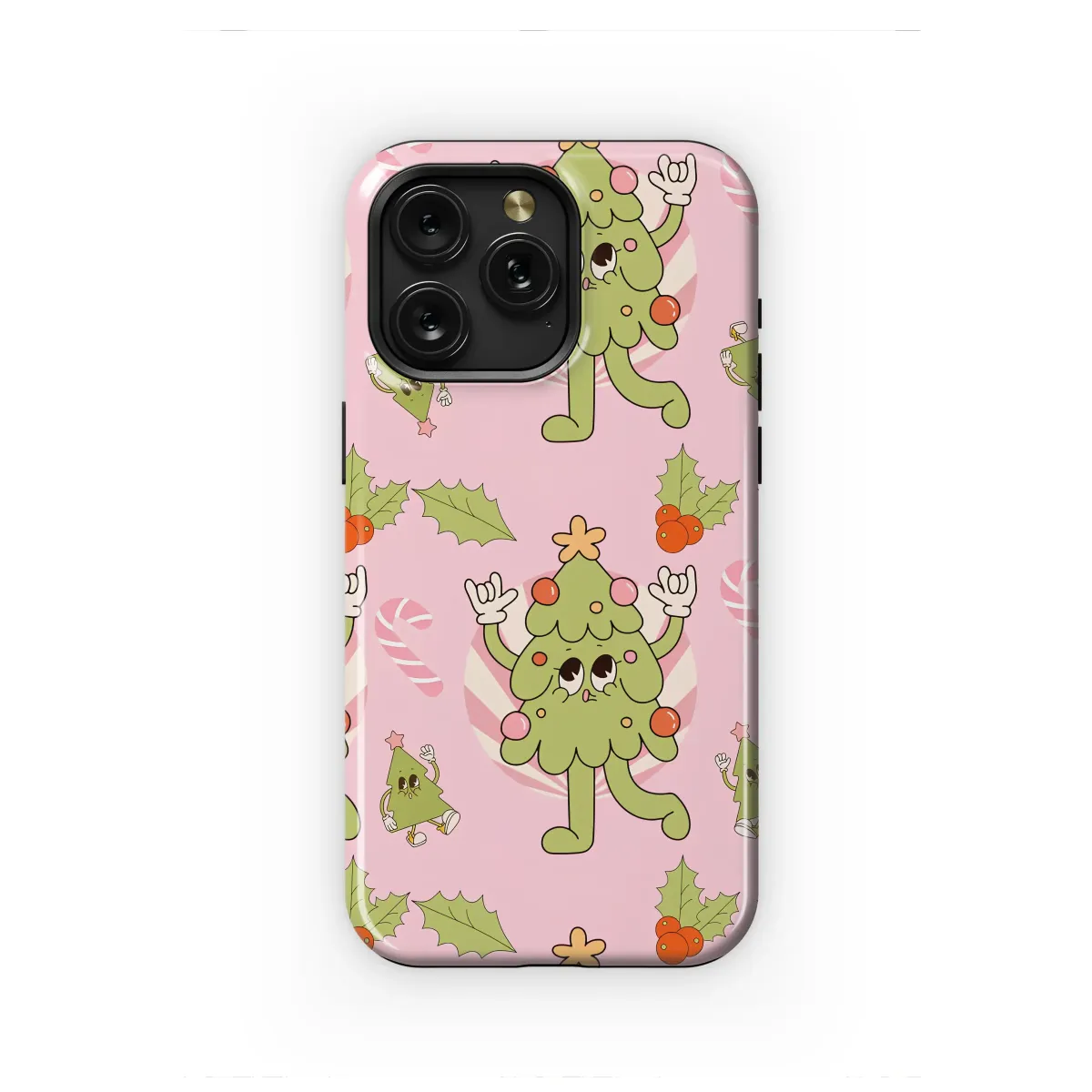 Groovy Christmas Tree Retro Cartoon Holiday Design Phone Case Cover for iPhone 17 Pro Max 16 15 13 Samsung S25 S24 Pixel 8369 - Image 1