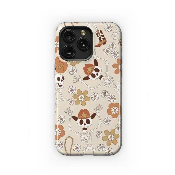 Groovy Cowboy Skeleton Halloween Party Pattern Phone Case iPhone Samsung Cover Pixel 2283 - Image 1