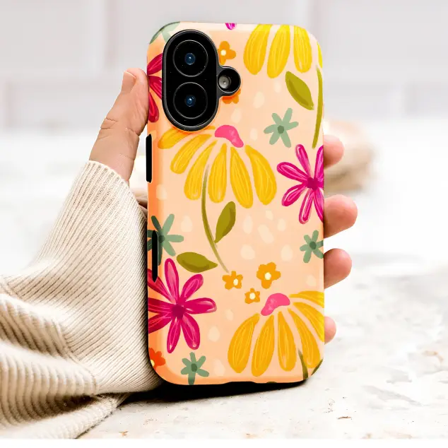 Groovy Floral Daisy Pattern Retro 70s Hippie Art Phone Case Cover for iPhone 17 Pro Max 16 15 13 Samsung S25 S24 Pixel 9293