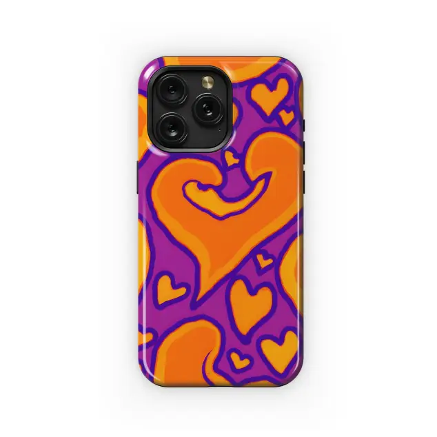 Groovy Orange Hearts Phone Case iPhone Samsung Cover Pixel 3124