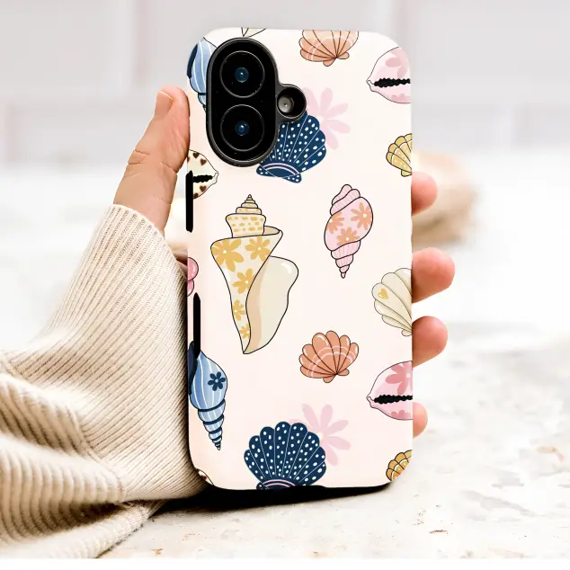 Groovy Seashells Retro Coastal Pattern Art Illustration Phone Case Cover for iPhone 17 Pro Max 16 15 13 Samsung S26 S25 Pixel 10072