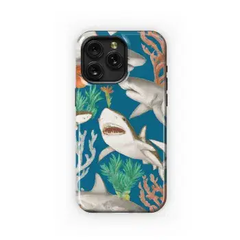 Happy Sharks Phone Case iPhone Samsung Cover Pixel 2946 - Image 1