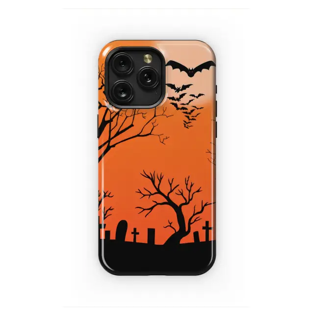 Haunted Graveyard Bat Flight Silhouette Phone Case iPhone Samsung Cover Pixel 6993