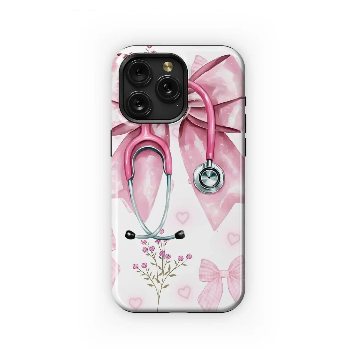 Heart of a Healer Pink Bow Phone Case iPhone Samsung Cover Pixel 7276 - Image 1