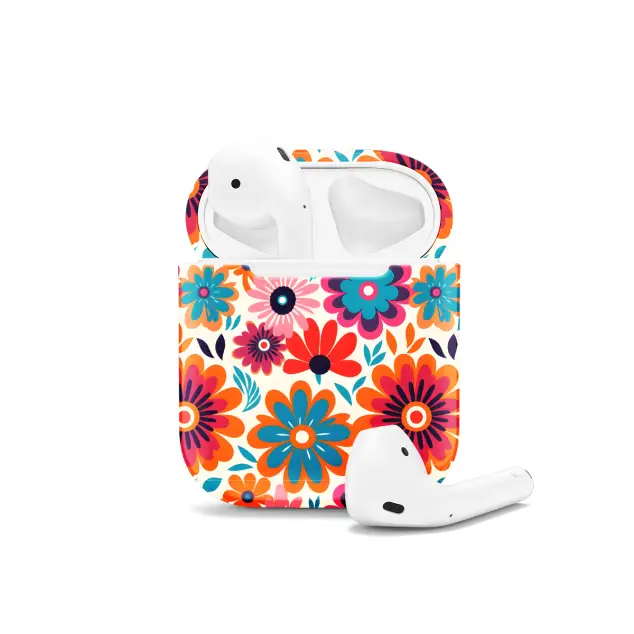 Hippie Flowers Colorful Groovy AirPods Case AirPods Pro AirPods Pro 2 AirPods 3 AirPods 2 Glossy 1534