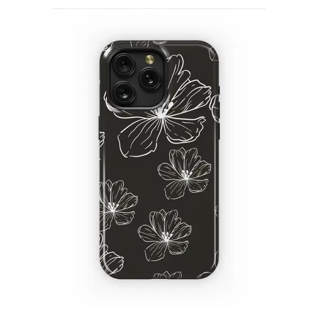 iPhone 12 mini Nocturnal Blooms in White Ink Phone Case