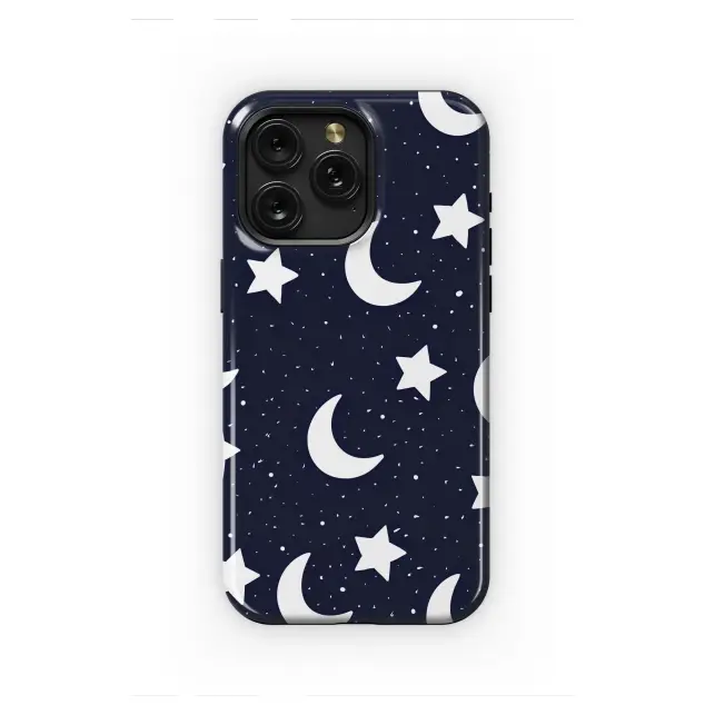 iPhone 14 Pro Max Celestial Moon and Stars Night Sky Pattern Mini S S Phone Case