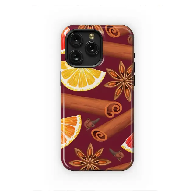 iPhone 15 Pro Max Winter Spice Citrus Cinnamon Pattern Illustration S S Phone Case