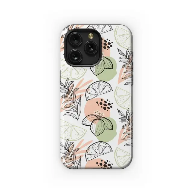 iPhone 15 Pastel Tropical Citrus Floral Print Phone Case