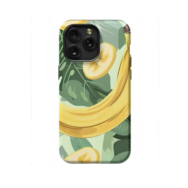 iPhone 16 Plus Banana and geen leaves Phone Case
