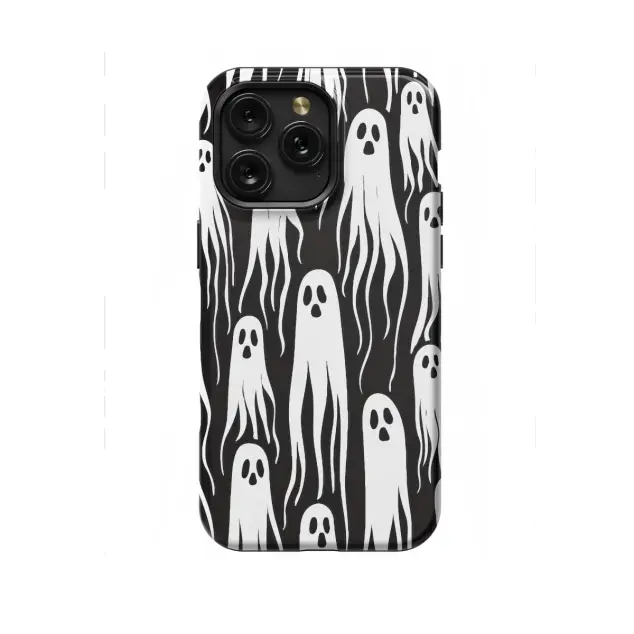 iPhone 16 Plus Cute White Ghost Halloween Graffiti Phone Case