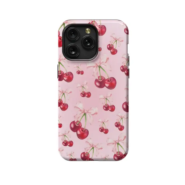 iPhone 16 Plus Seamless Aesthetic Pink Cherry Coquette Phone Case
