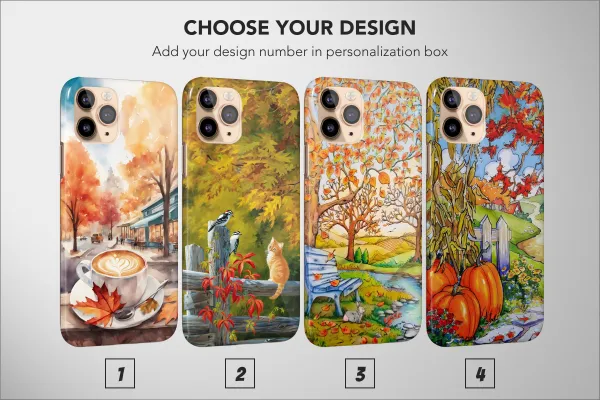 Autumn Pumokin Leaf Fall Tree Coffe Cat Landscape iPhone 16 Pro Max Phone Case - Image 1