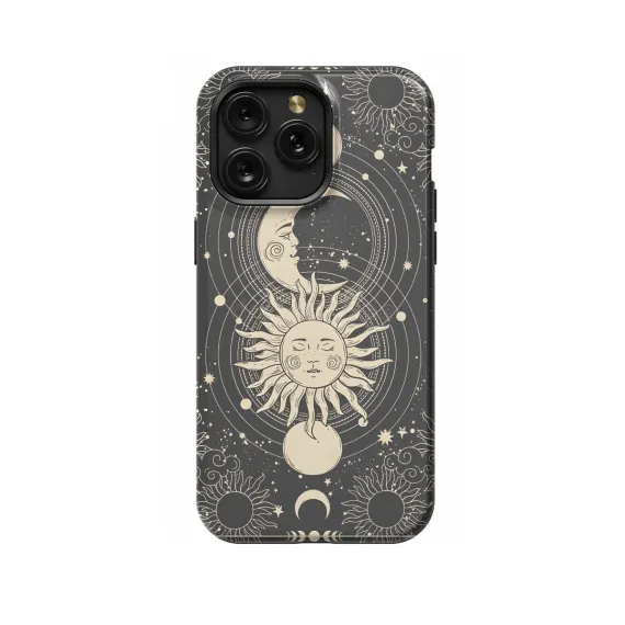 Celestial Boho Mystic Astrology Sun Moon iPhone 16 Pro Max Phone Case - Image 1