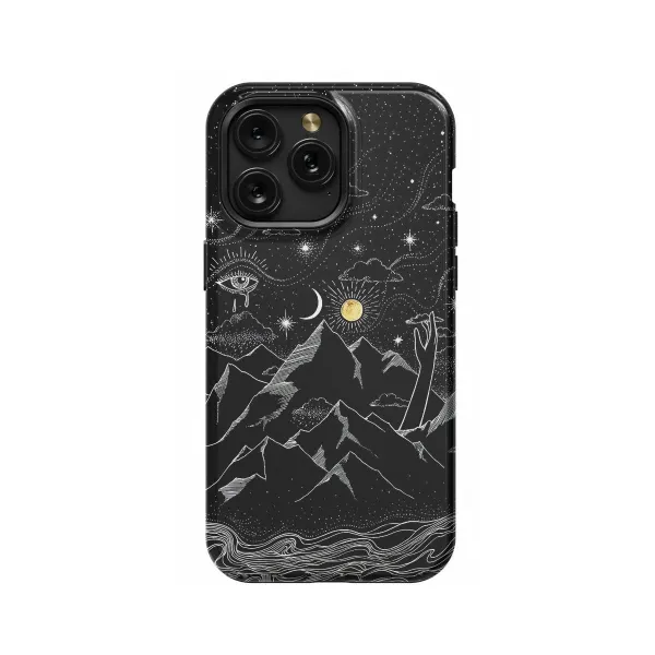 Celestial Night Moon Mountain iPhone 16 Pro Max Phone Case - Image 1