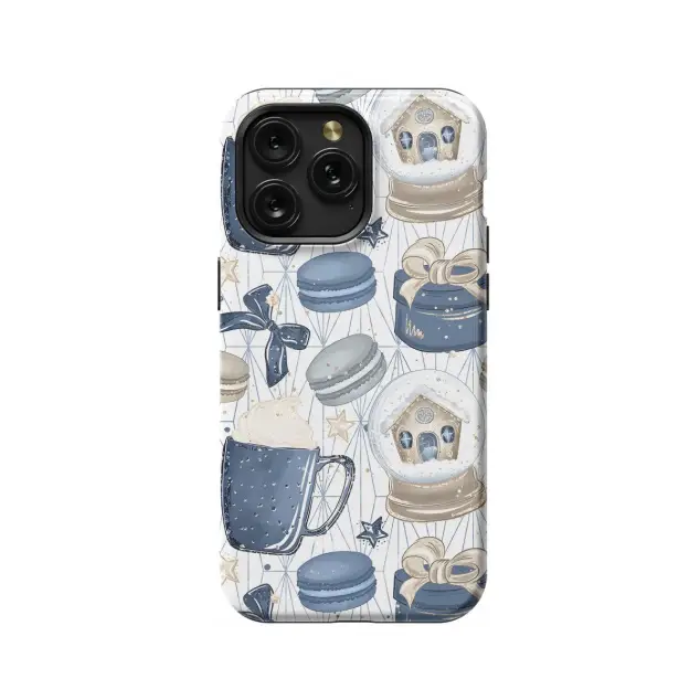 iPhone 16 Pro Max Christmas Macaroon Coffe Snowball Phone Case