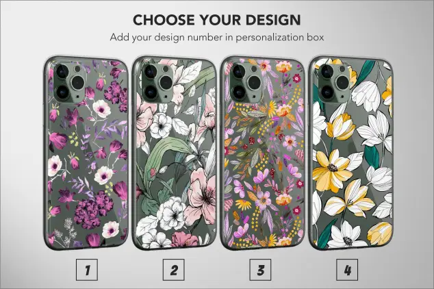 iPhone 16 Pro Max Clear Wildflower Botanic Pattern Drawing Art Phone Case