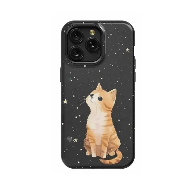 iPhone 16 Pro Max Dreamy Celestial Stars Red Cat Kitty Phone Case