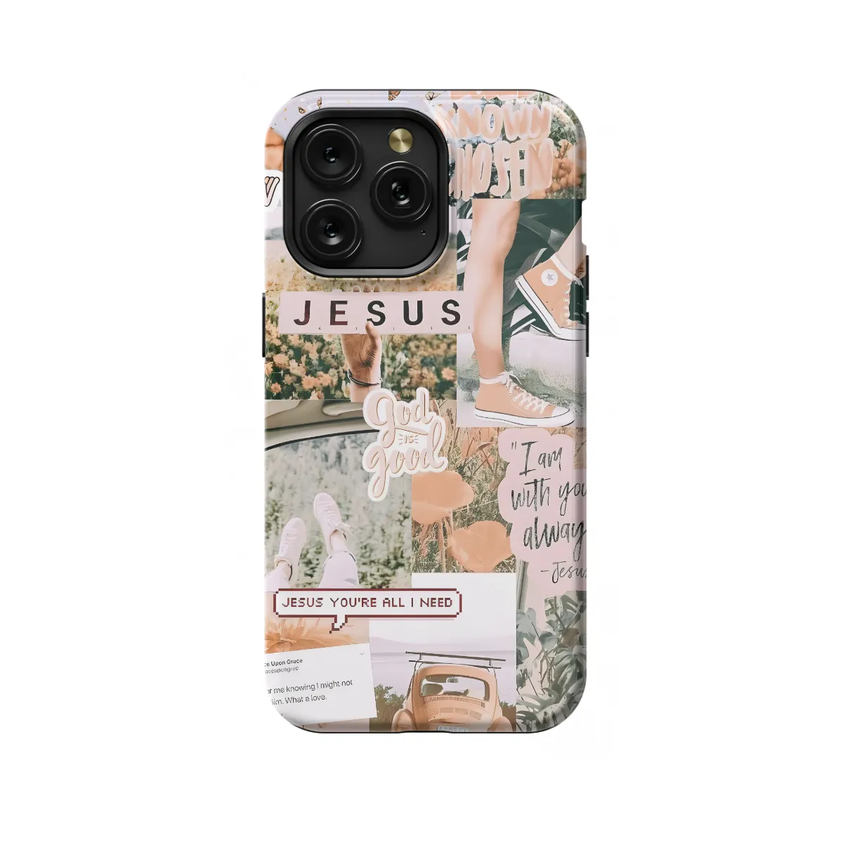 God Jesus Christian Collage Summer iPhone 16 Pro Max Phone Case - Image 1