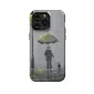 Rainy Men with Umbrella and Dog in Leash iPhone 16 Pro Max Phone Case - Image 1