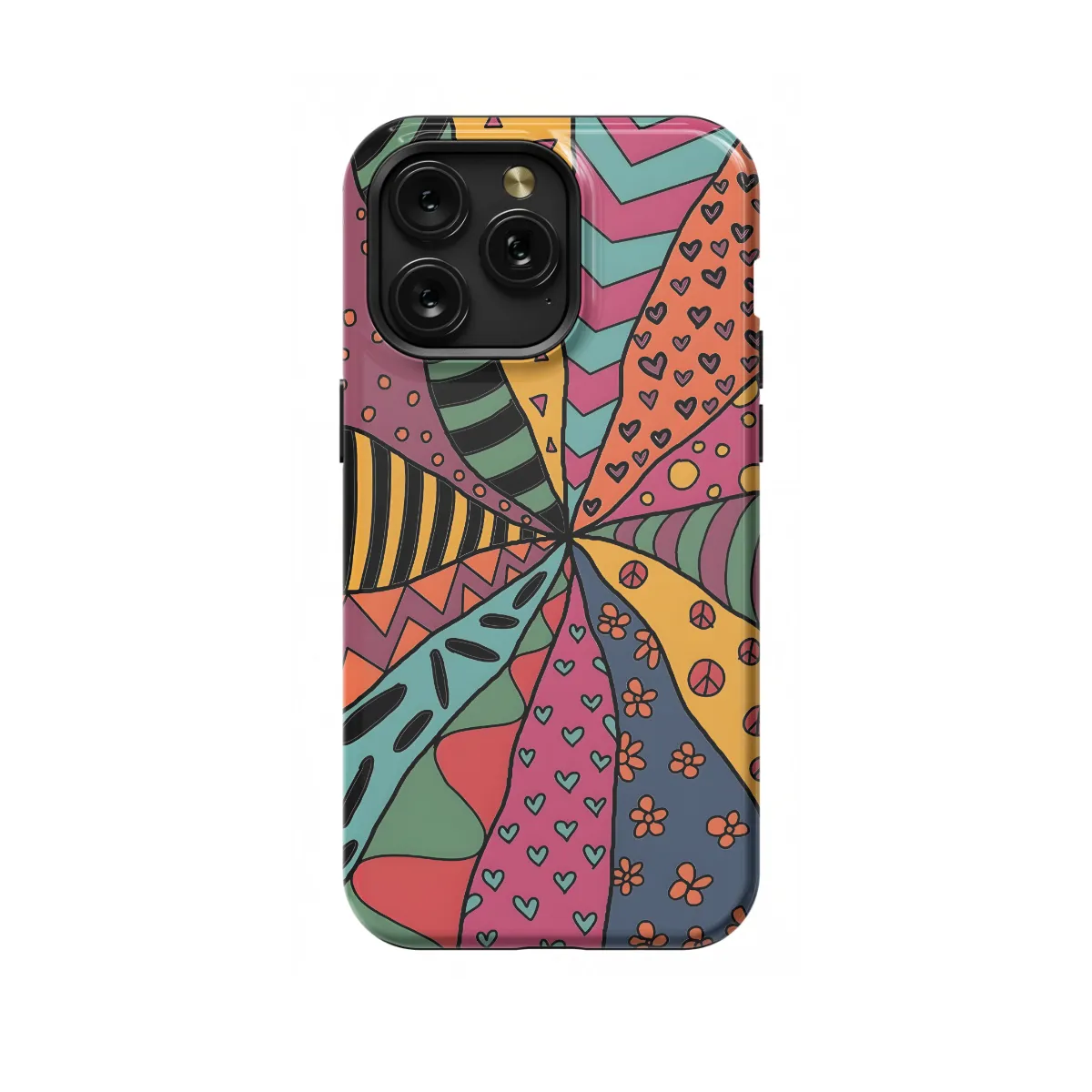 Retro Aesthetic Hippie Colorful Groovy Vibe iPhone 16 Pro Max Phone Case - Image 1