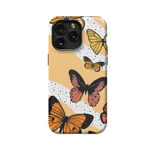 iPhone 16 Pro Max Retro Groovy Butterflies Phone Case