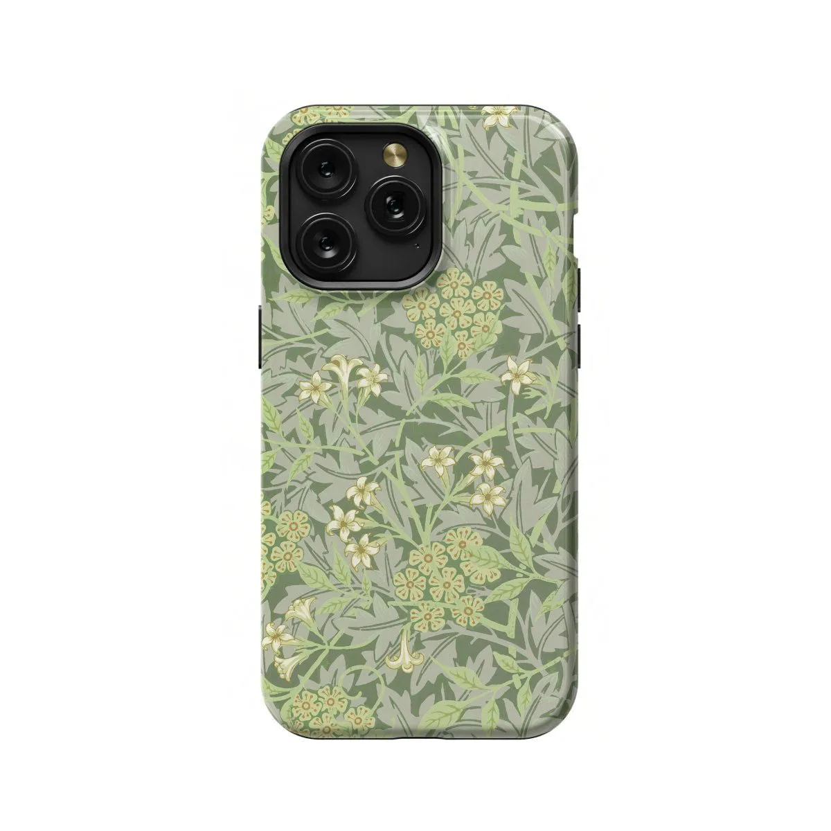 Sage Green Floral Vintage Botanical Leaf Art William iPhone 16 Pro Max Phone Case - Image 1