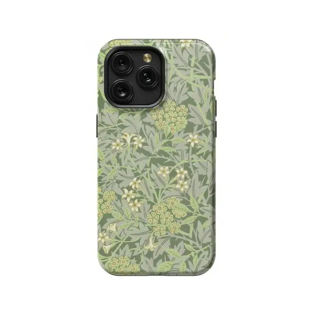 iPhone 16 Pro Max Sage Green Floral Vintage Botanical Leaf Art William Phone Case