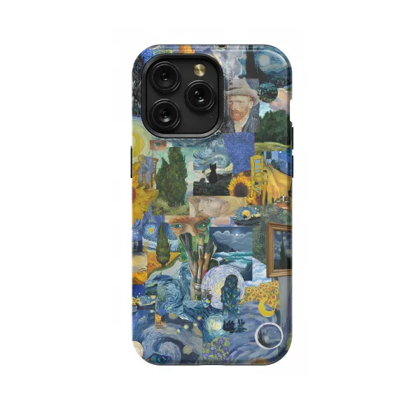 Seamless Aesthetic Collage Vincent Van Gogh iPhone 16 Pro Max Phone Case - Image 1
