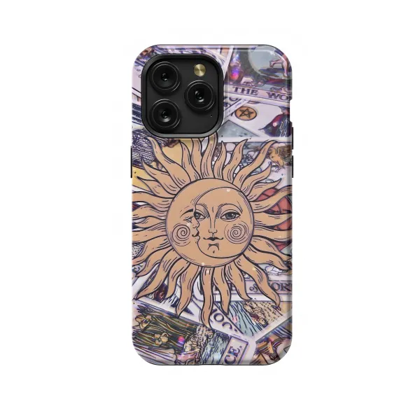 Tarot Moon and Sun iPhone 16 Pro Max Phone Case - Image 1