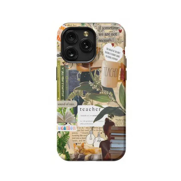 iPhone 16 Pro Max Teacher Collage Quotes # Phone Case