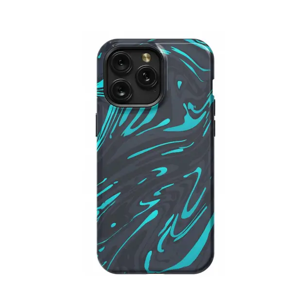 iPhone 16 Pro Max Topographic Wavy Black and Blue Phone Case