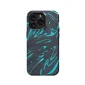 Topographic Wavy Black and Blue iPhone 16 Pro Max Phone Case - Image 1