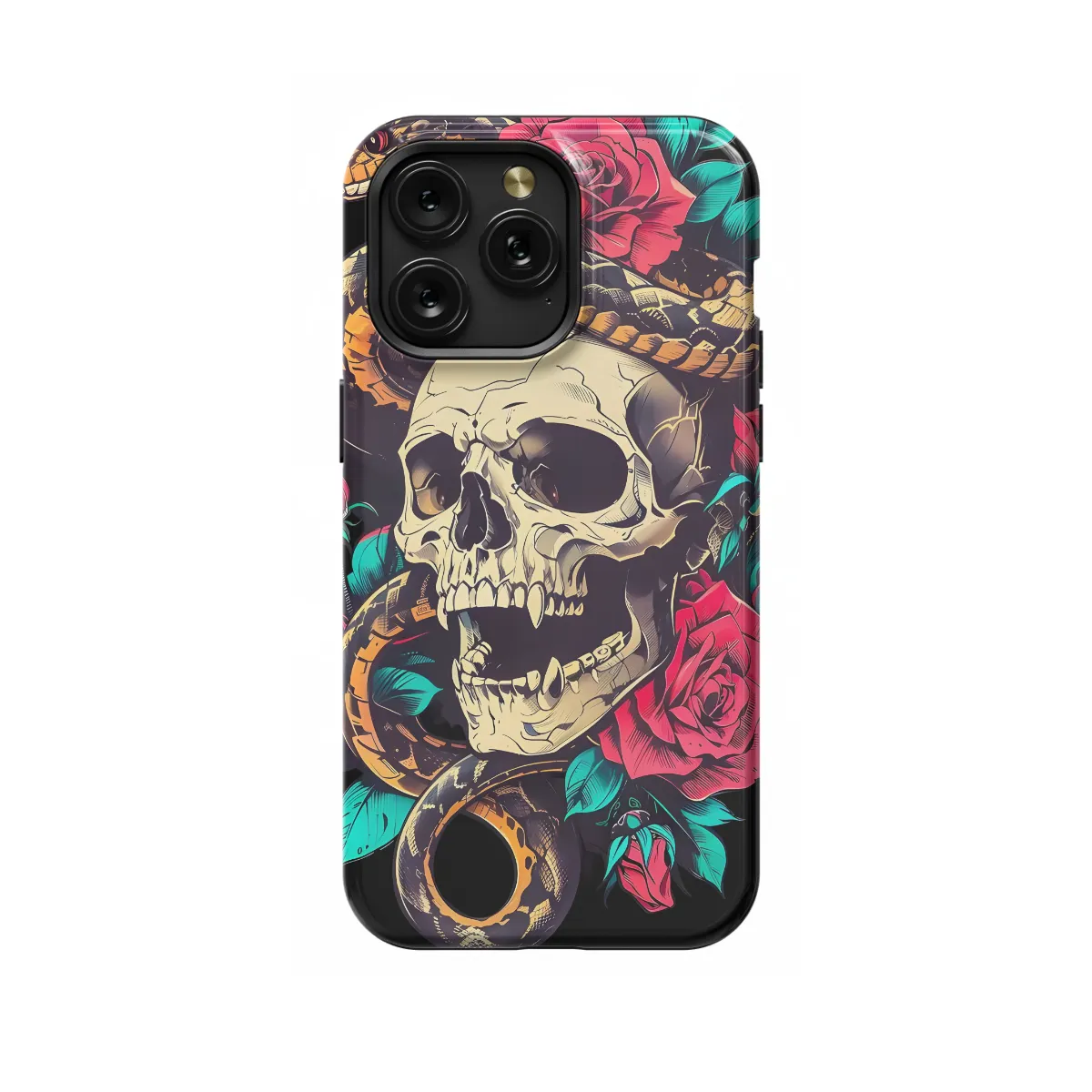 Vintage Snake Skeleton in Bloom iPhone 16 Pro Max Phone Case - Image 1