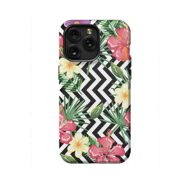 iPhone 16 Pro Abstract Wavy Tropical Flower Phone Case