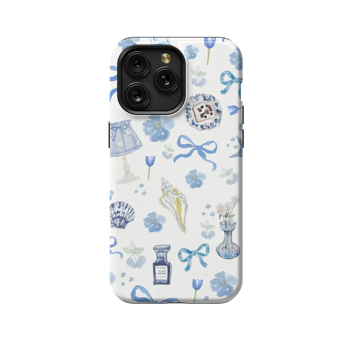Blue Collage Coquette Bow iPhone 16 Pro Phone Case - Image 1