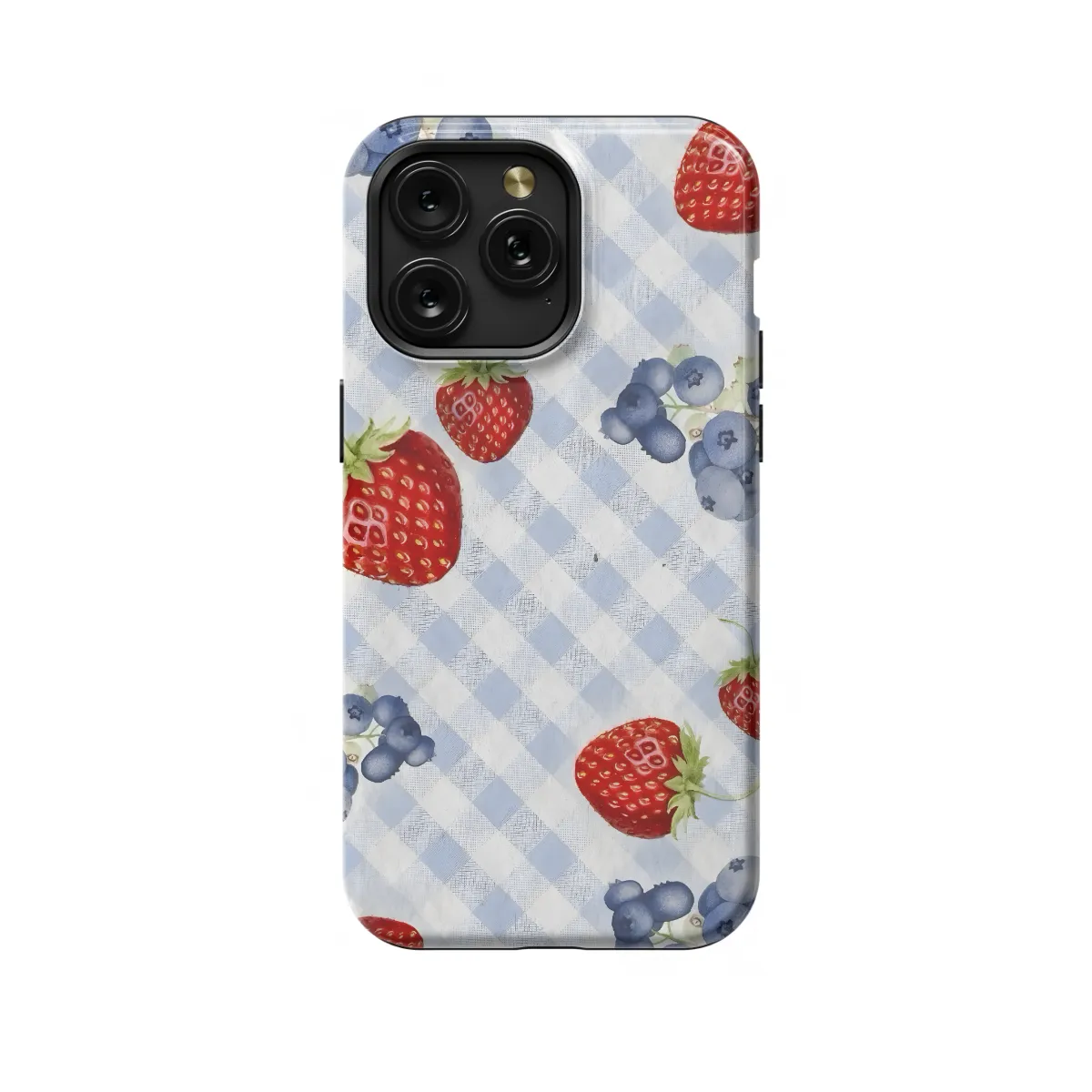 Blue Coquette Strawberry Blueberry iPhone 16 Pro Phone Case - Image 1