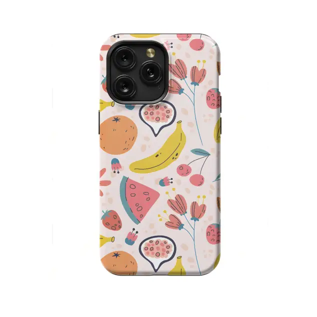 iPhone 16 Pro Hand Drawn Fruit and Floral Phone Case