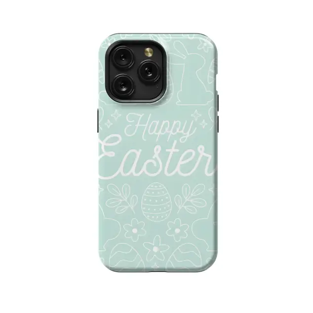 iPhone 16 Pro Hand Drawn Pastel Monochrome Easter Phone Case