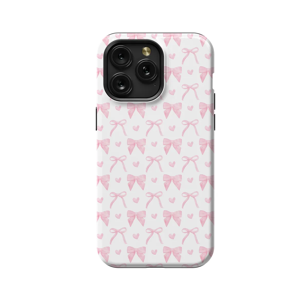 Pink Heart Aesthetic Coquette Bow iPhone 16 Pro Phone Case - Image 1