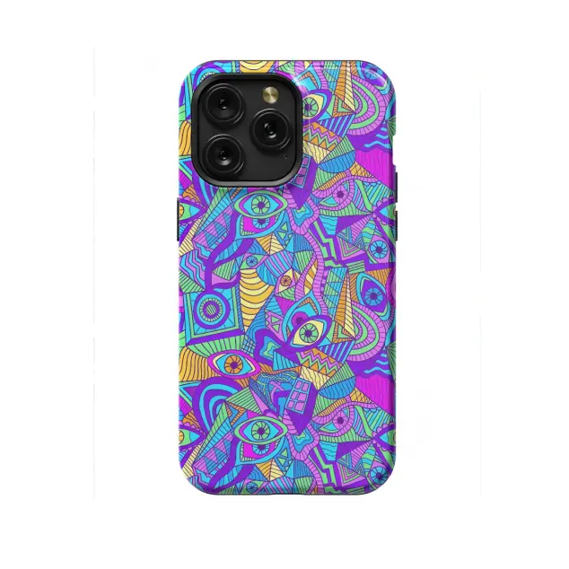 iPhone 16 Pro Psychedelic Colorful Eyes Seamless Phone Case