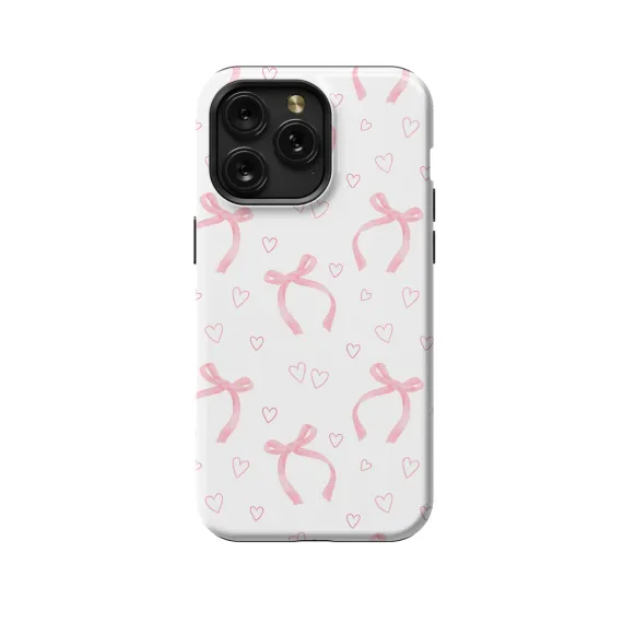 Seamless Charming Pink Bow Coquette iPhone 16 Pro Phone Case - Image 1