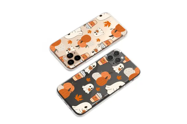 iPhone 16 Clear Little Ghosts Autumn Pumpkin Party Phone Case