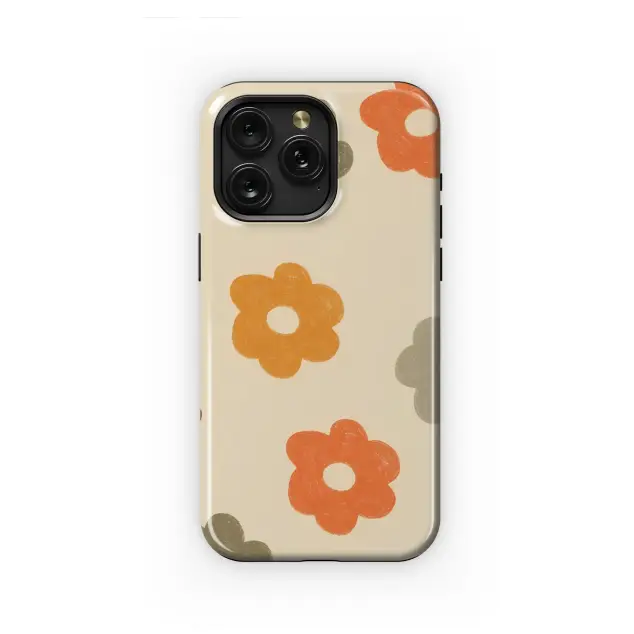 iPhone 16 Retro Earthy Tones Groovy Floral Phone Case