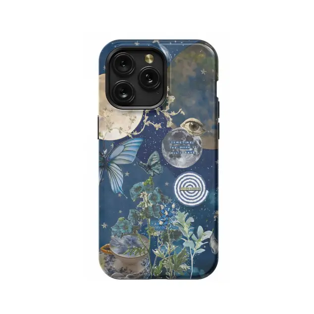 iPhone 16e Celestial Blue Stars Butterfly # Phone Case